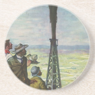 Vintage Business, Gushing Oil Well with Workers Coaster