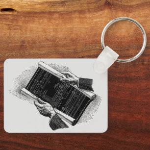 Vintage Business, Hands w Architectural Blueprints Key Ring