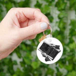 Vintage Business, Hands w Architectural Blueprints Key Ring