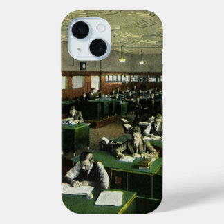 Vintage Business, Journalists in Newspaper Office iPhone 15 Case