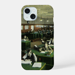 Vintage Business, Journalists in Newspaper Office iPhone 15 Case