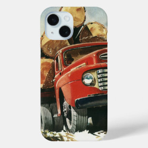 Vintage Business, Logging Truck with Lumberjacks iPhone 15 Case