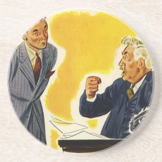 Vintage Business, Mad CEO Executive Boss Employee Coaster (Front)