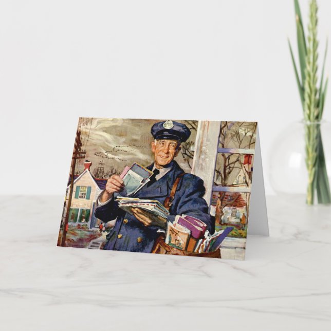 Vintage Business, Mailman Delivering Mail Letters Card (Front)