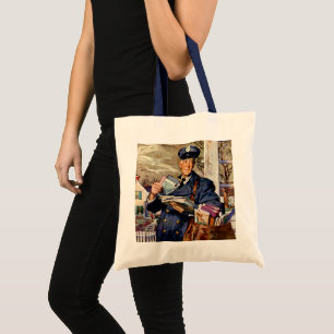 Vintage Business, Mailman Delivering Mail Letters Tote Bag