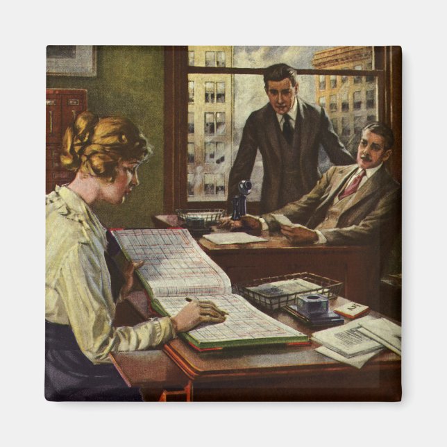 Vintage Business Meeting, Office with Executives Magnet (Front)