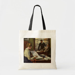 Vintage Business Meeting, Office with Executives Tote Bag