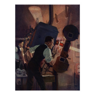 Vintage Business, Movie Theatre Projectionist Poster