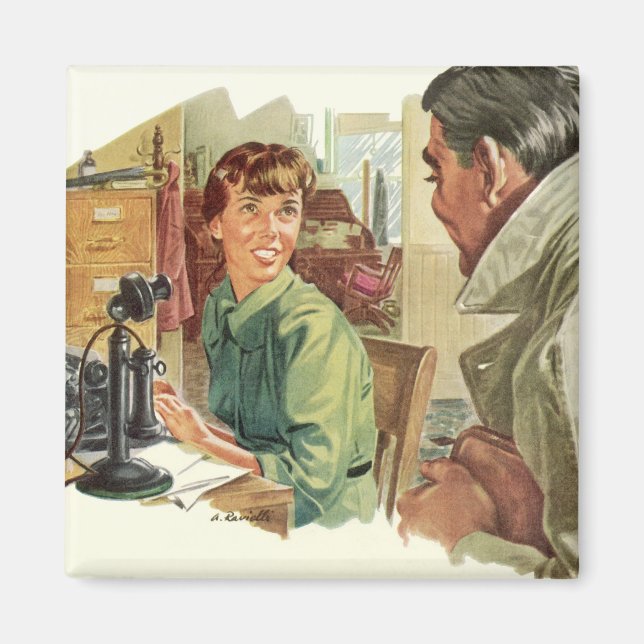 Vintage Business Office, CEO Boss and Secretary Magnet (Front)