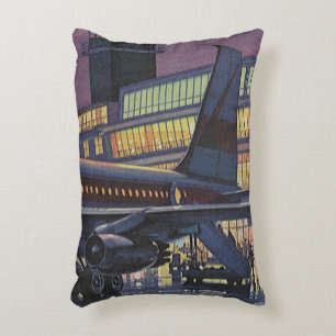 Vintage Business Passengers on Aeroplane at Airpor Decorative Cushion