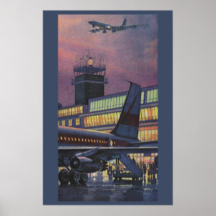Vintage Business Passengers on Aeroplane at Poster