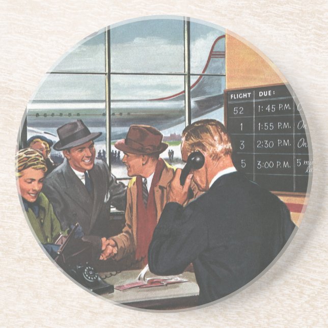 Vintage Business, People at Airline Counter Coaster (Front)