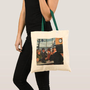 Vintage Business, People at Airline Counter Tote Bag