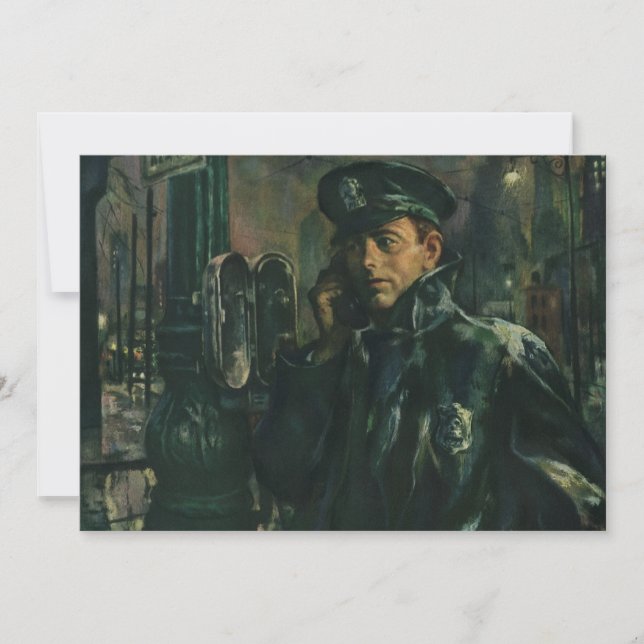 Vintage Business, Policeman on Emergency Telephone Invitation (Front)