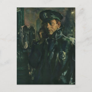 Vintage Business, Policeman on Emergency Telephone Postcard