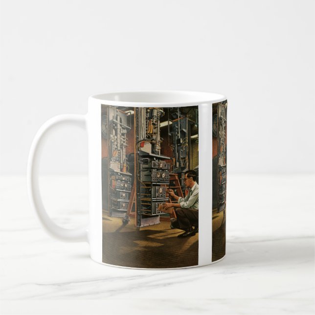 Vintage Business Radio Technician Fixing Equipment Coffee Mug (Left)