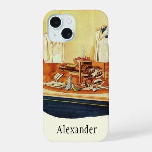 Vintage Business Retail Store, Man Window Shopping iPhone 15 Case