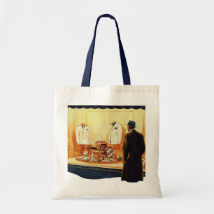 Vintage Business Retail Store, Man Window Shopping Tote Bag
