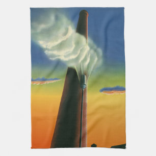 Vintage Business, Steam Whistle Factory Sunrise Tea Towel