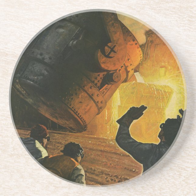 Vintage Business, Steel Manufacturing Industry Coaster (Front)