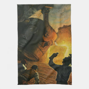 Vintage Business, Steel Manufacturing Industry Tea Towel