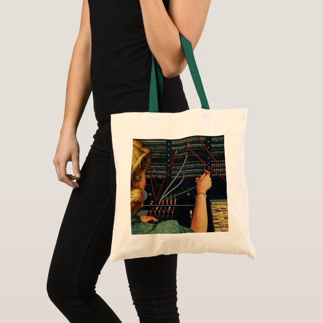 Vintage Business, Telephone Switchboard Operator Tote Bag (Front (Product))
