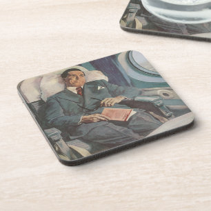 Vintage Business Travel, Reading on the Aeroplane Coaster