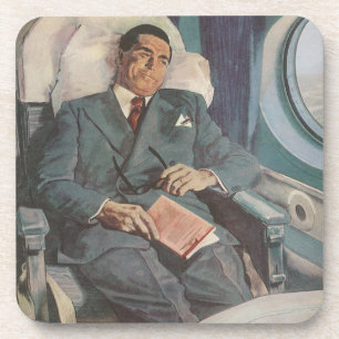 Vintage Business Travel, Reading on the Aeroplane Coaster