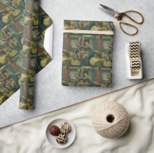 Vintage Business, Wine Making Corking Wine Barrels Wrapping Paper