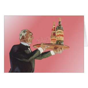 Vintage Butler in a Tuxedo Serving Wine on Tray