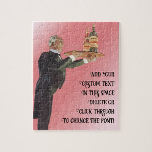 Vintage Butler in a Tuxedo Serving Wine on Tray Jigsaw Puzzle