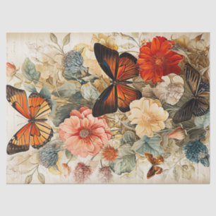 Vintage Butterflies and Flowers Decoupage Tissue Paper