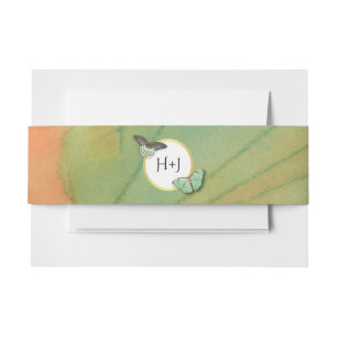 Vintage Butterflies and Southwest Colours Wedding Invitation Belly Band
