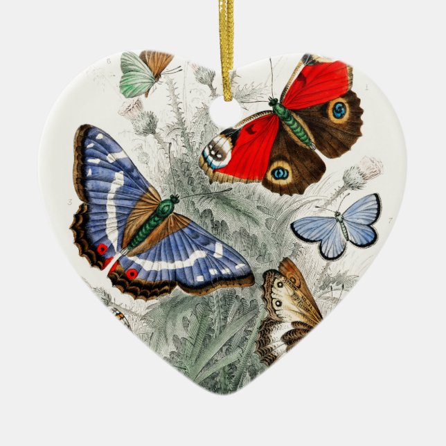 Vintage Butterflies Ceramic Tree Decoration (Front)