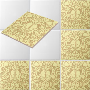 Vintage Butterflies Customisable Colours Pattern Tile