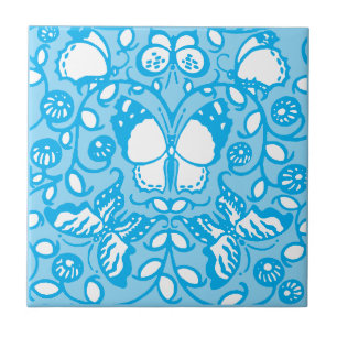 Vintage Butterflies Customizable Colors Pattern Tile