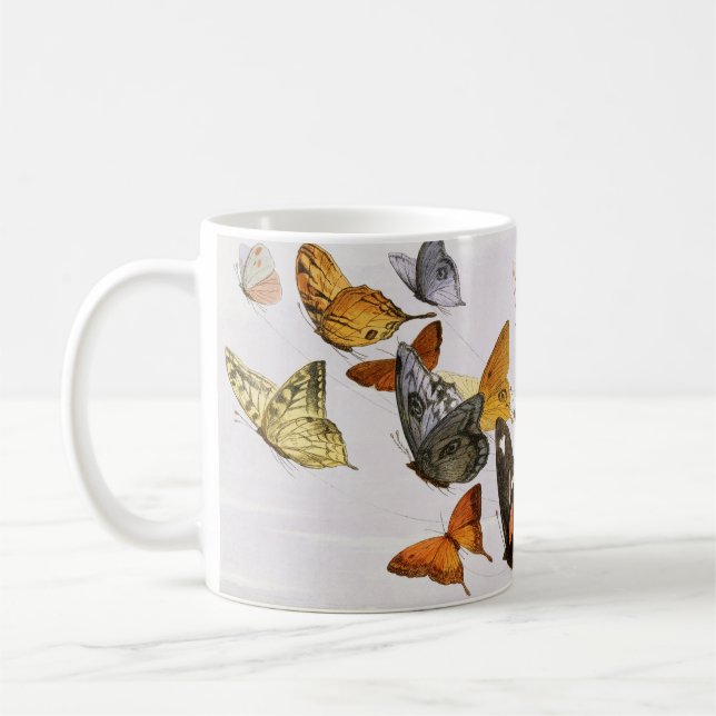 Vintage Butterflies & Fairy Old Illustration Art Coffee Mug (Left)