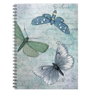 Vintage Butterflies French Grunge Spiral Notebook
