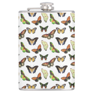 Vintage Butterflies Hip Flask