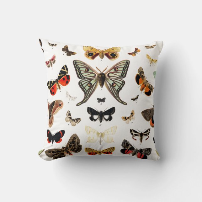 Vintage Butterflies Illustration Art Throw Pillow (Front)