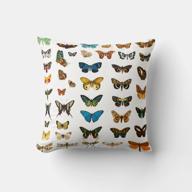 Vintage Butterflies Illustration Art Throw Pillow (Front)