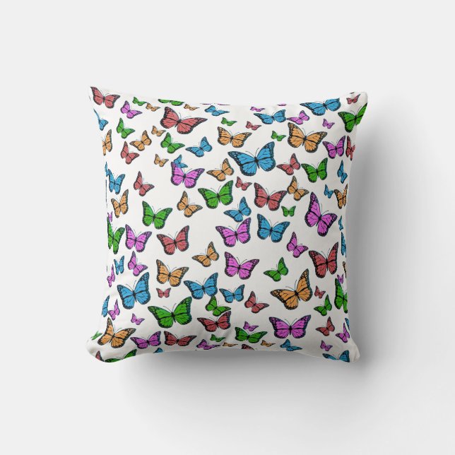 Vintage Butterflies Illustration Throw Pillow (Front)