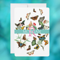 Vintage Butterflies, Monogram, Name & Message