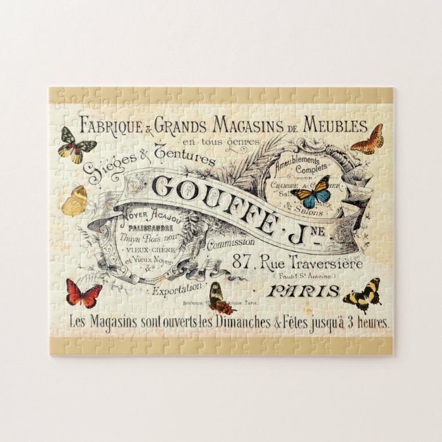 Vintage Butterflies on French Ad Jigsaw Puzzle (Horizontal)