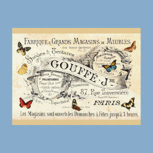 Vintage Butterflies on French Ad, Your Message Postcard