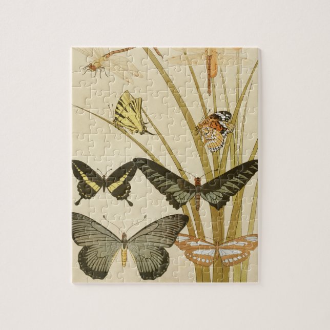 Vintage Butterflies Papillons Illustration Art Jigsaw Puzzle (Vertical)