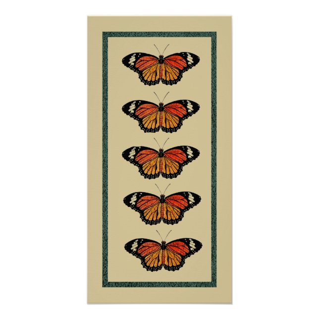 Vintage Butterflies Spring Beautiful Nature Cute Poster (Front)