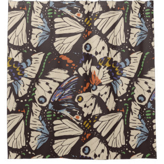 Vintage butterflies surface pattern. Colorful,  t Shower Curtain