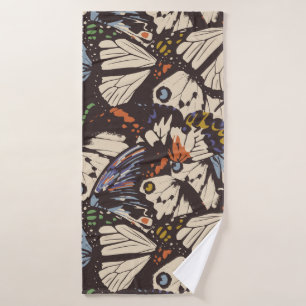 Vintage butterflies surface pattern. Colourful,  t Bath Towel