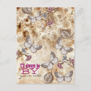 Vintage butterflies wallpaper postcard